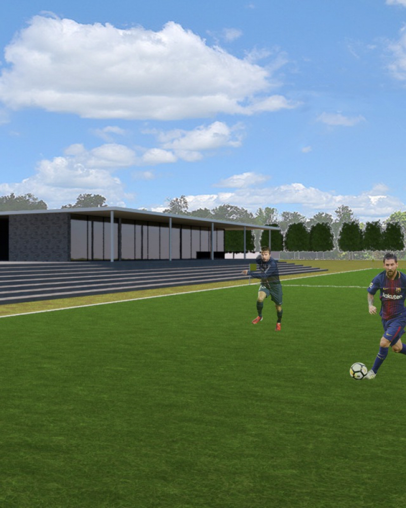 groenwit architect Apeldoorn impressie voetbalclub kantine